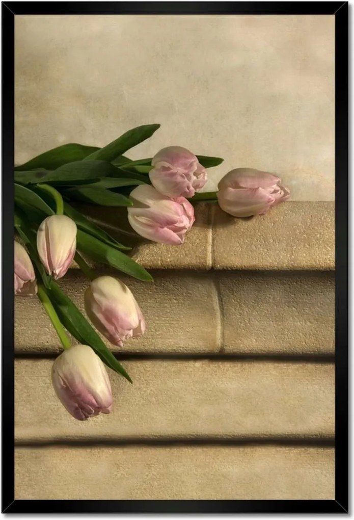 Poszterek keretben 40x60 Rózsaszín tulipán csokor