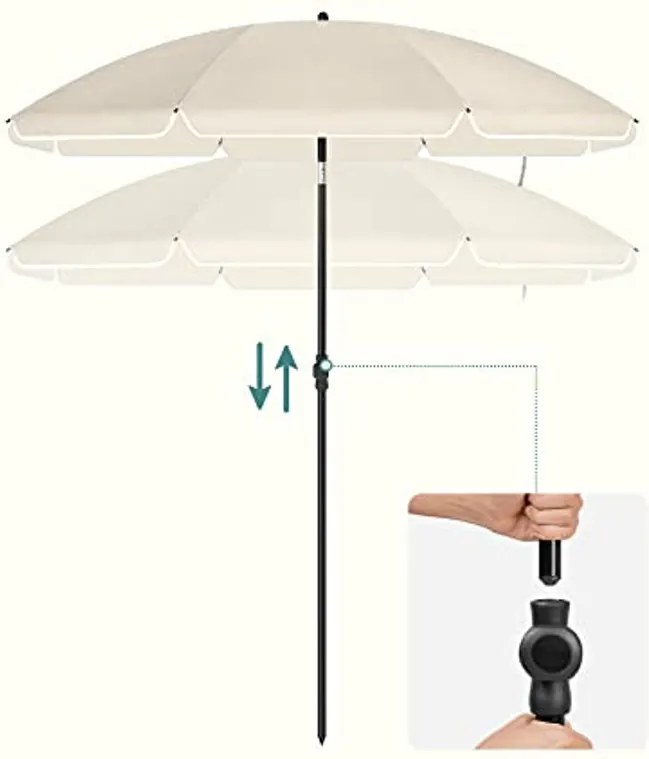 Napernyő 160 cm, Napvédelem UPF 50+, 30°-ban dönthető, talp nélkül, bézs