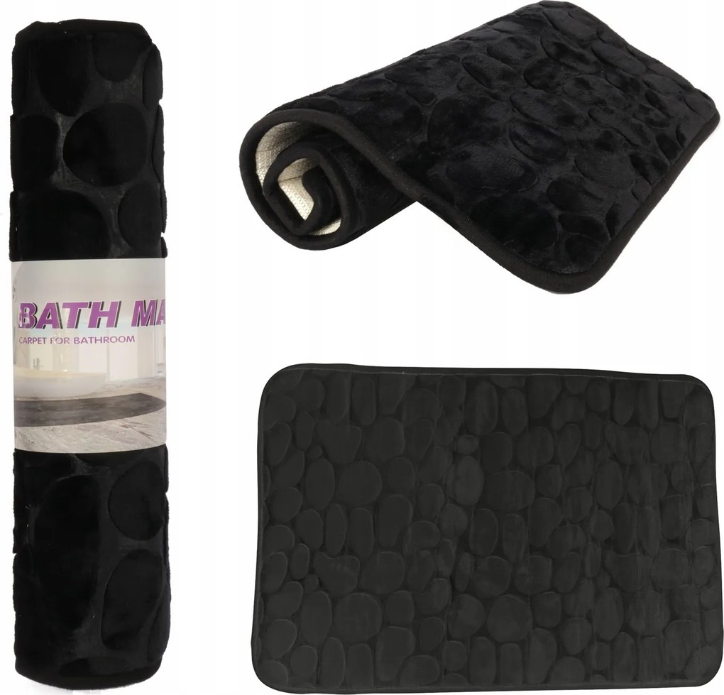 Fürdőszobaszőnyeg csúszásgátló Fekete puha