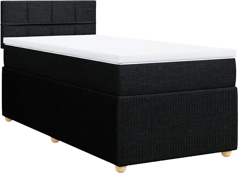 vidaXL fekete szövet rugós ágy matraccal 80 x 200 cm