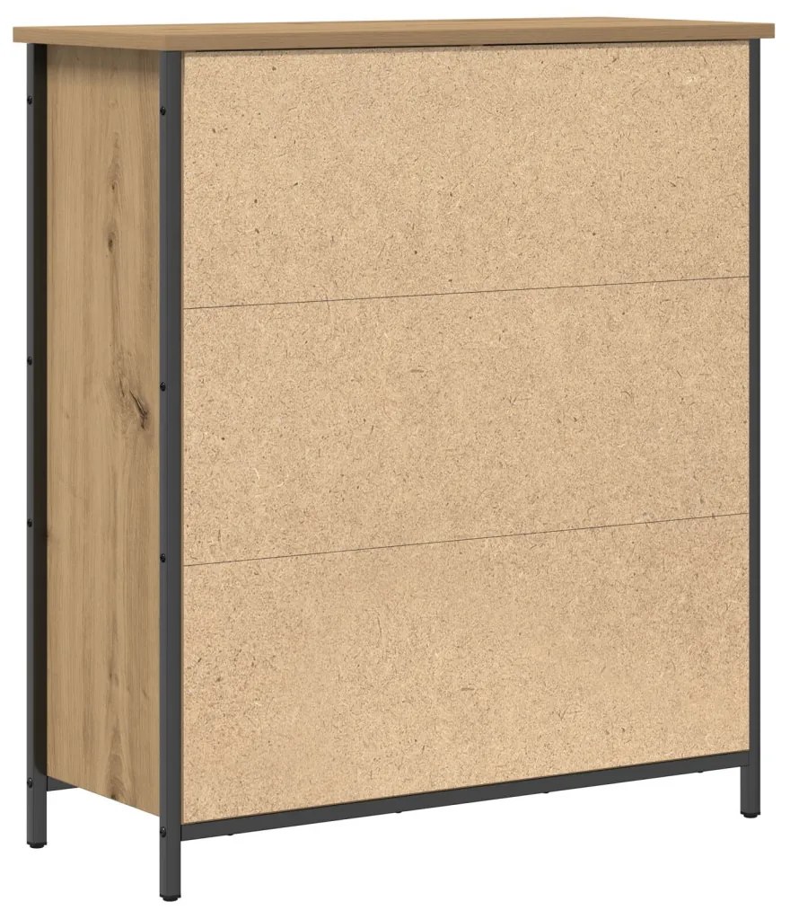 Kézműves tölgy büfé 70x30x80 cm Forgácslap és Acél