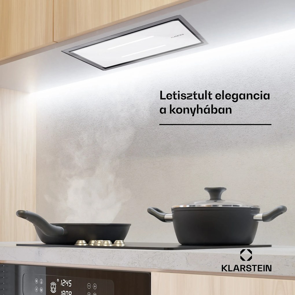Klarstein High Line Eco 77, Mennyezeti páraelszívó, 77 cm, 436 m³/ó, fokozatok, távirányító, környezeti világítás