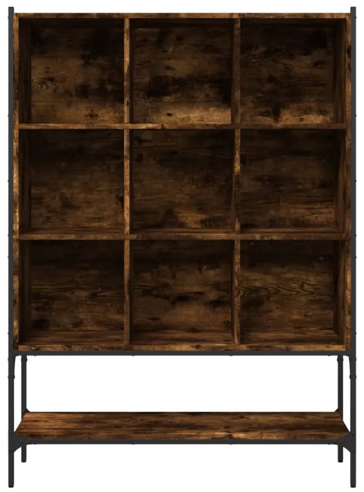 füstös tölgy színű szerelt fa könyvszekrény 102 x 30 x 141,5 cm