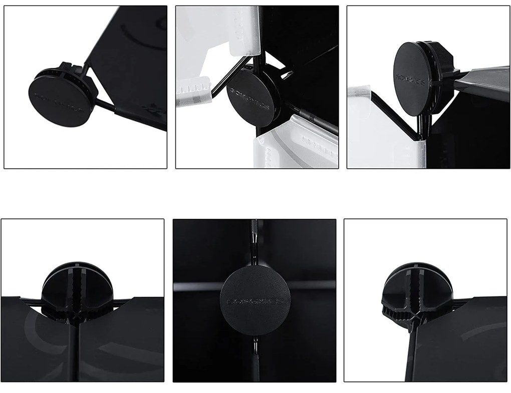 Gardrób 2 ruhatartó rúddal, moduláris kombinált szekrény, fekete