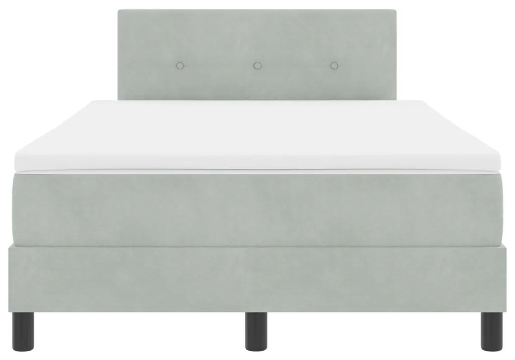 Box Spring Ágy Matraccal és LED Világosszürke 120x190 cm Bársony