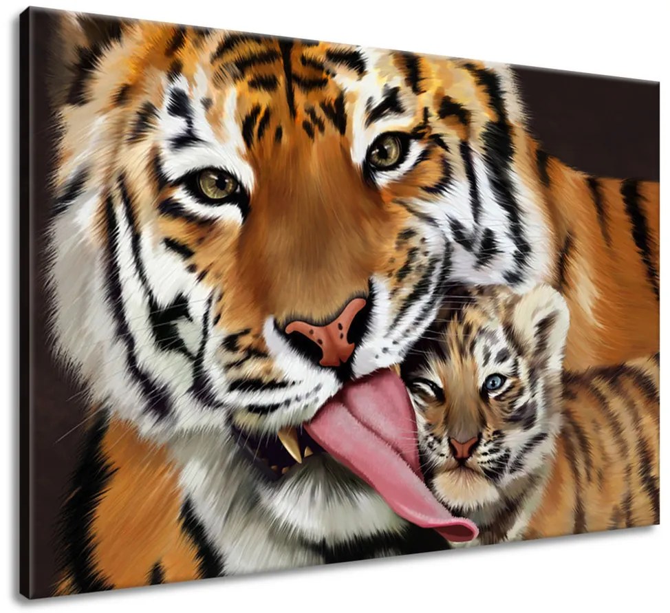 Gario Vászonkép Tigris és kis tigris Méret: 30 x 20 cm