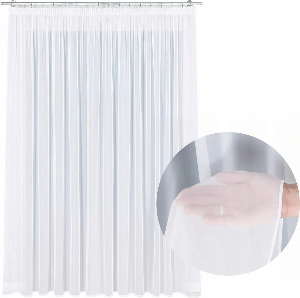 Függöny Sima Fehér 305cm Prémium Fátyol Ólom