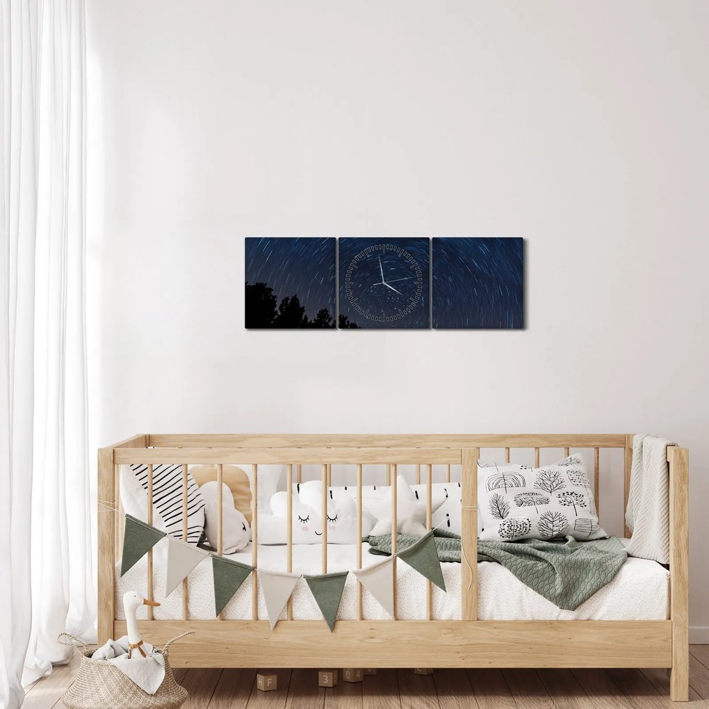 Éjszakai égbolt képe (órával) (90x30 cm)