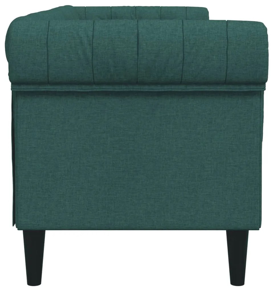sötétzöld 3 személyes szövet Chesterfield kanapé