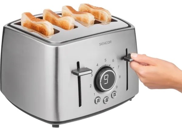 Sencor - 4 szeletes kenyérpirító 1600W/230V matt króm