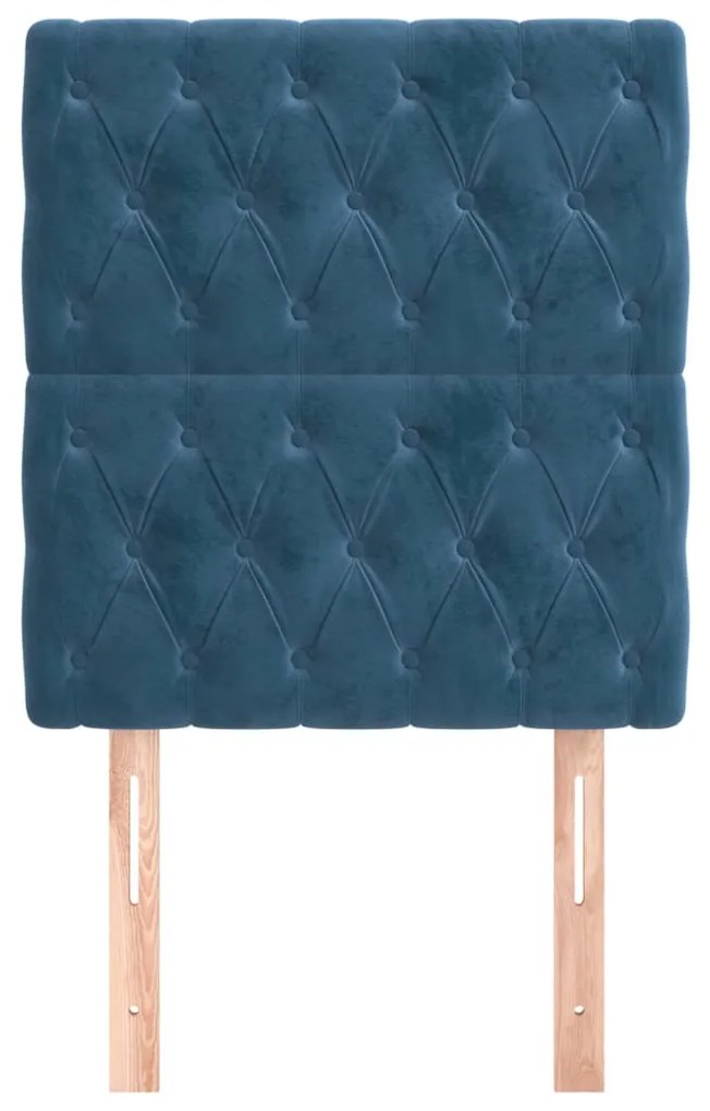 sötétkék bársony fejtámla 80x7x118/128 cm