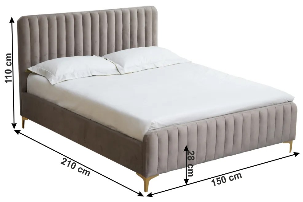Franciaágy 140 cm Karilla (szürke + barna). 1017200