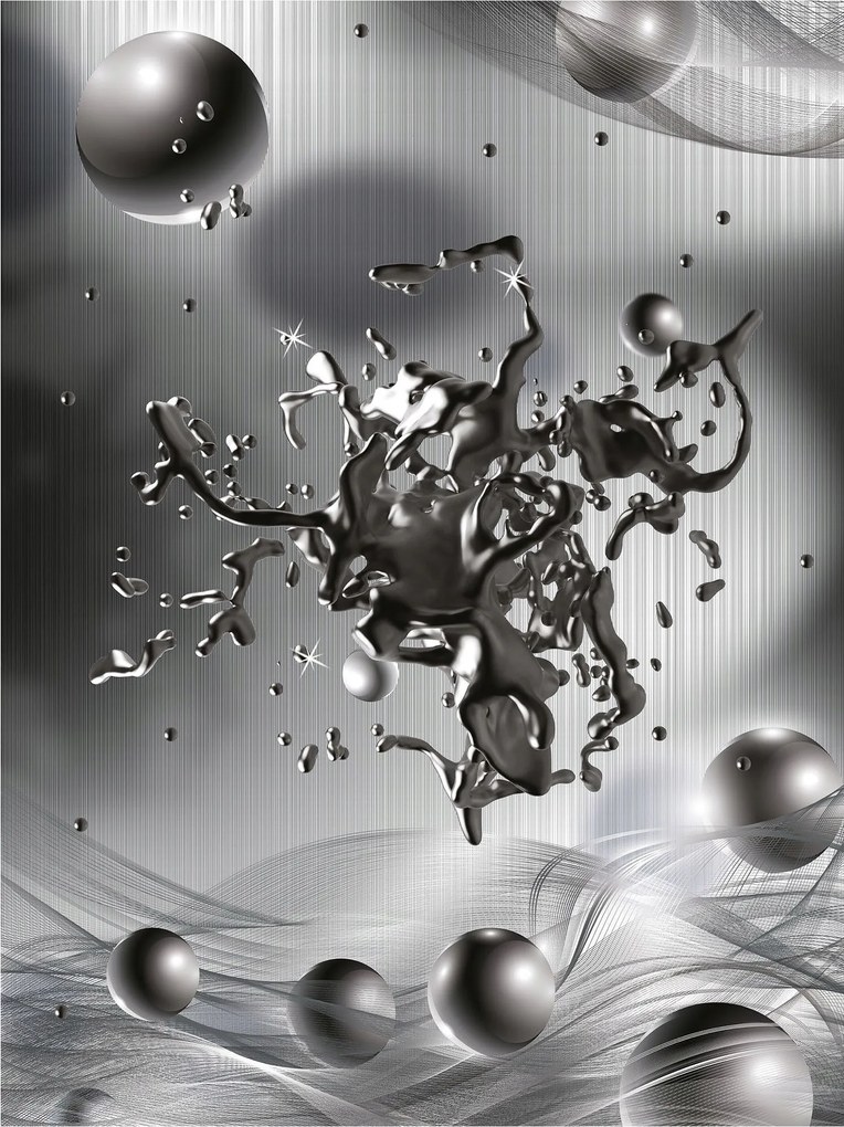 Fotótapéta Metál örvény szürke-fekete absztrakt perspektíva 206x275 +ragasztó