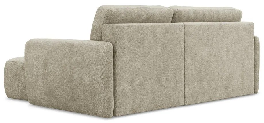 Bézs zsenília kinyitható-tárolóhelyes sarokkanapé (jobb oldali-heverő résszel) Lilo – Makamii