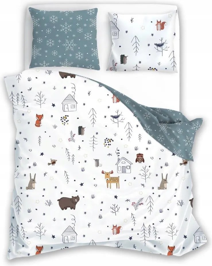 Téli Ágynemű Erdő Házikó Erdei Állatok 220x200