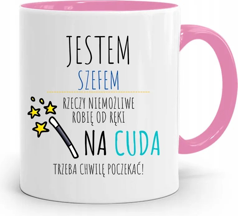 Rózsaszín Bögre Ajándék Főnöknek Én Vagyok A Főnök, fényképes nyomattal