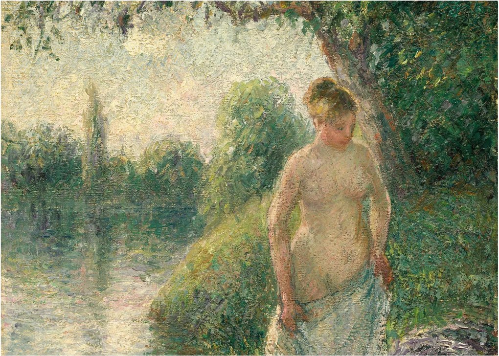 Üveg kép - Camille Pissarro, The Bather, reprodukciók (70x50 cm)