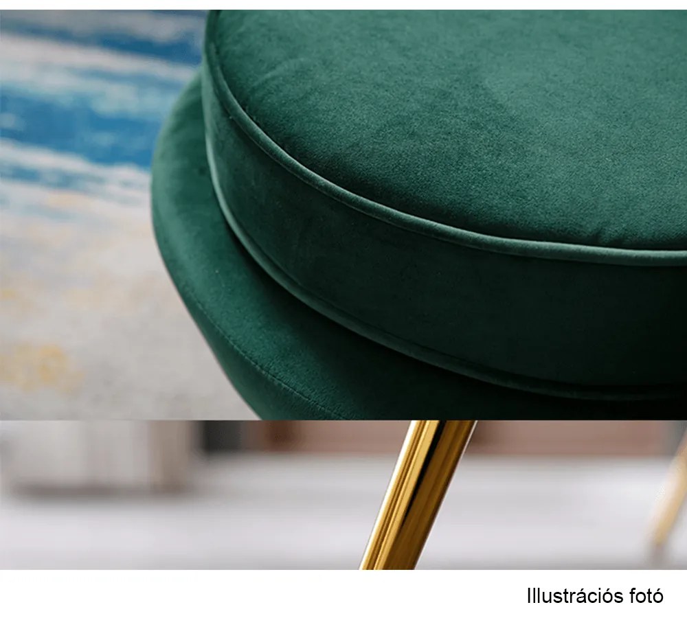 Fotel Art-deco stílusban, smaragd Velvet anyag/gold króm-arany, NOBLIN