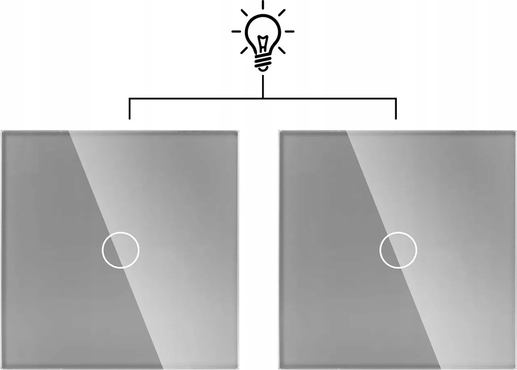 2xÜVEG Lépcsőkapcsoló Kereszt 1G2W Egyérintéses Ezüst Szürke