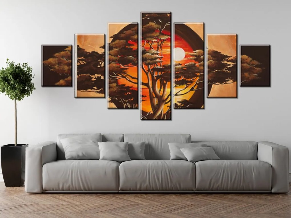 Gario Kézzel festett kép Szférikus fa - 7 részes Méret: 210 x 100 cm