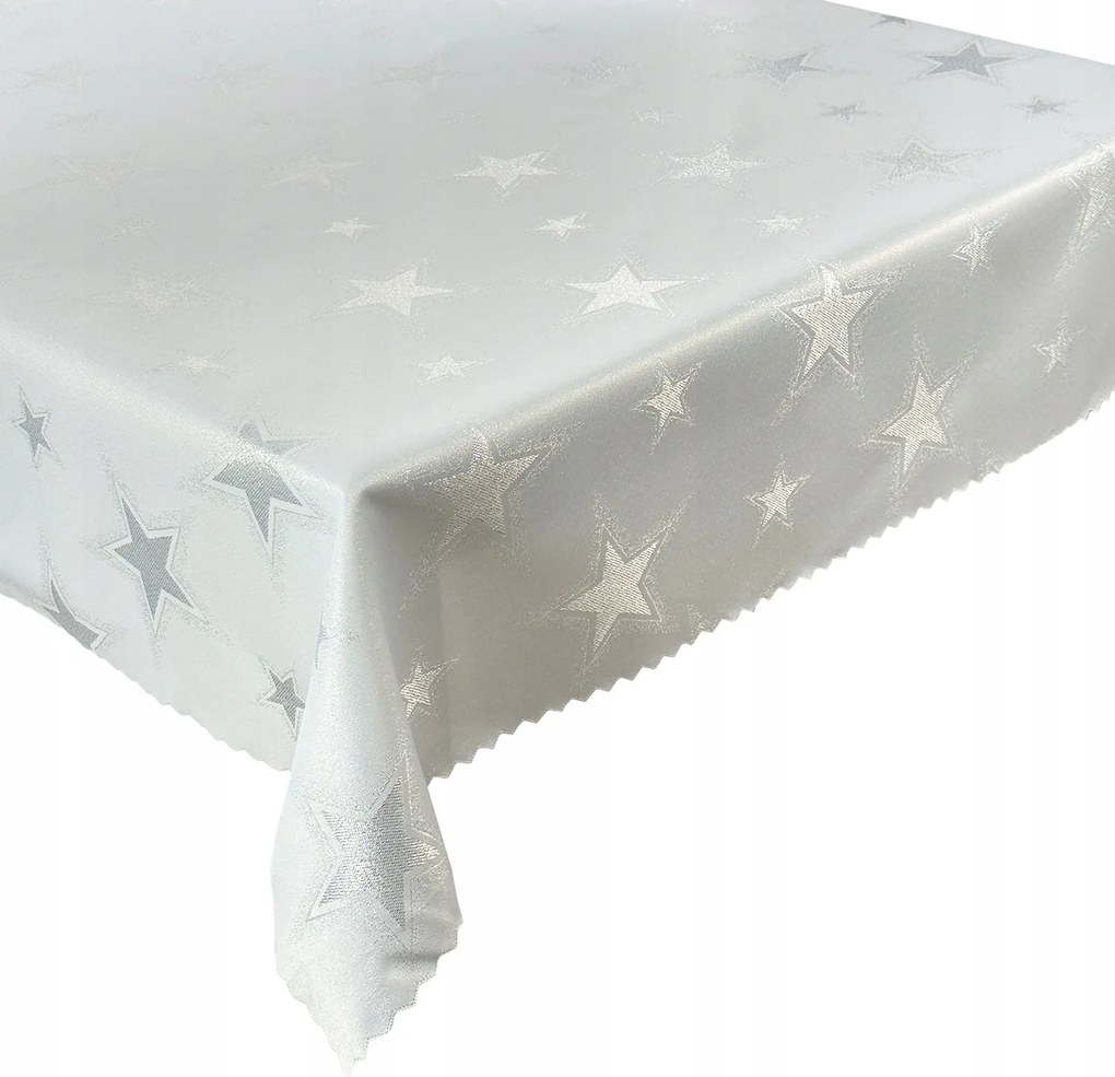 Karácsonyi Abrosz Fehér Ezüst Csillagok 100x100 cm