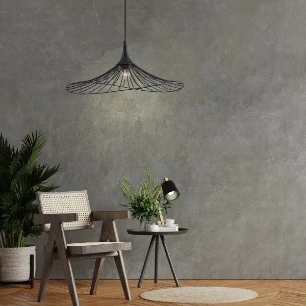 Csillár zsinóron ARIELLE 1xE27/20W/230V átm. 50 cm fekete