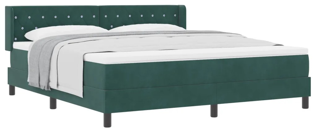 Boxspring Ágy Matraccal Sötét Zöld 180x200 cm Bársonyos