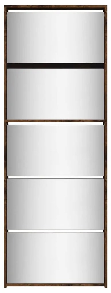 füstös tölgy 5 szintes cipőszekrény tükörrel 63 x 17 x 169,5 cm