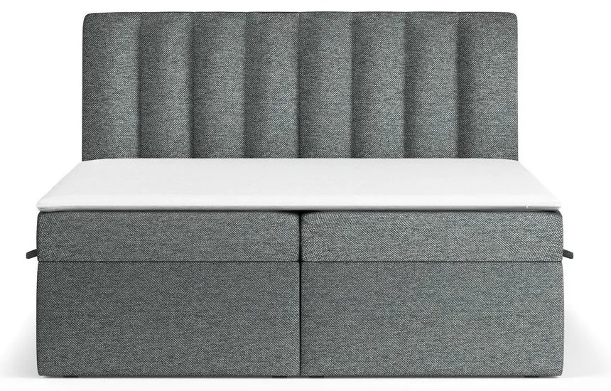 Sötétszürke ágyneműtartós boxspring ágy 160x200 cm Novento – Maison de Rêve