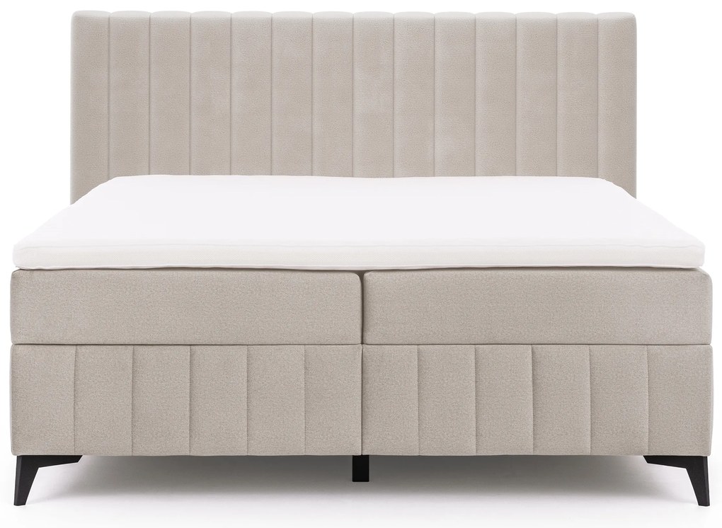 Verona kontinentális ágy 180x200 cm tárolóval - világos bézs Amon 17 hidrofób bársony