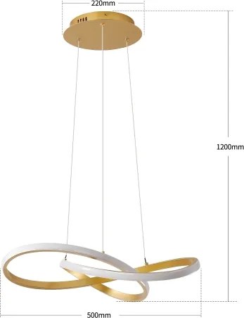 Brilagi - dimmelhető LED kábeles függeszték INFINITY LED/55W/230V 50x50 cm arany + távirányító