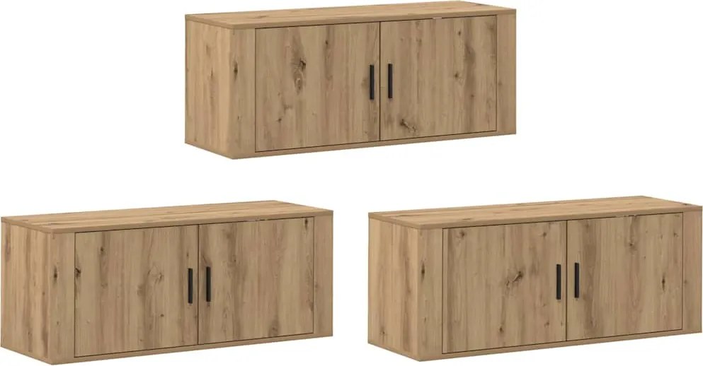 vidaXL Fali TV szekrény szett 3 pcs Artisan tölgy 100 x 34,5 x 40 cm