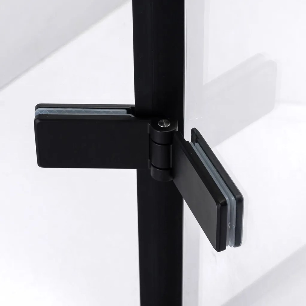 Stuxi Verona Duo Black 70x80 aszimmetrikus két csuklóajtós zuhanykabin 6 mm vízlepergető üveggel, fekete