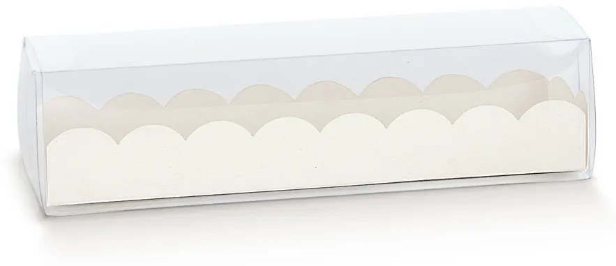 Macaron doboz, áttetsző tetővel, 190×50×50cm, fehér, nagy