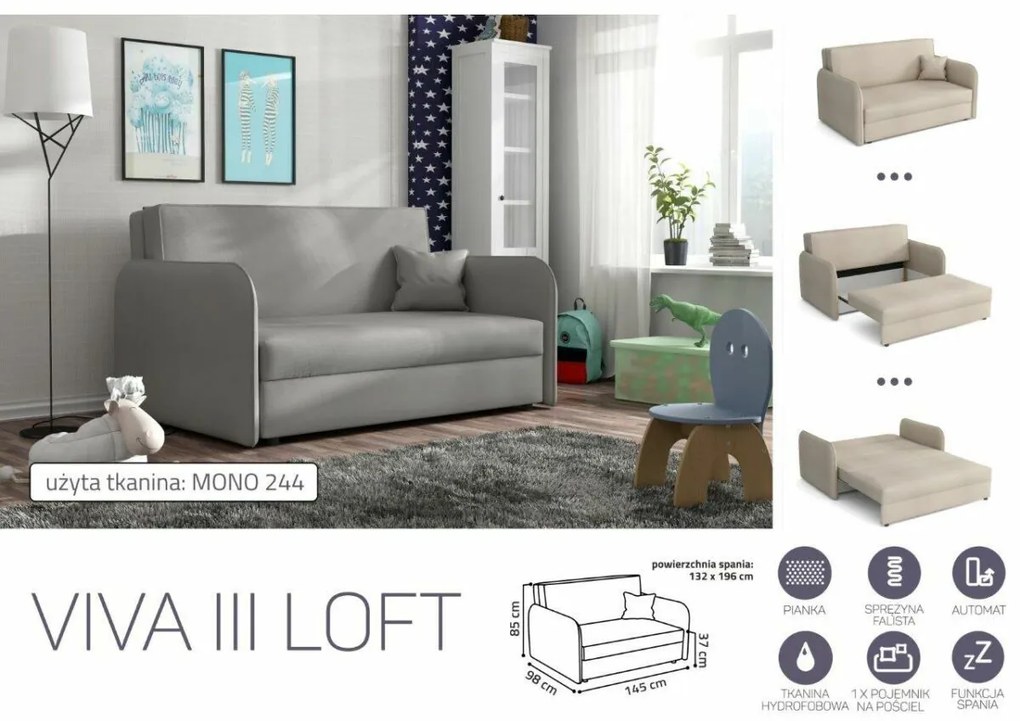VIVA LOFT III. előre nyíló rugós kanapé