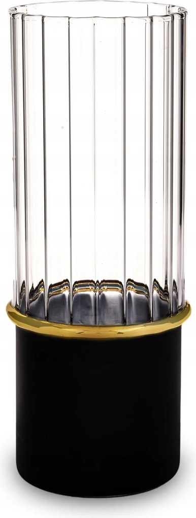 Modern Üveg Váza Virágoknak 25 CM Fekete