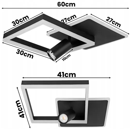 LED mennyezeti lámpa LED/38W/230V + 1xGU10/30W fekete