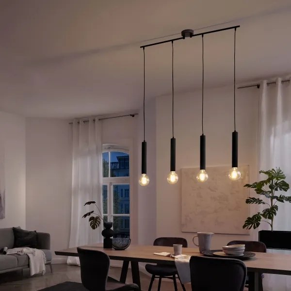 Briloner - Csillár zsinóron LONGA 4xE27/60W/230V fekete