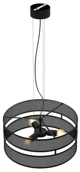 Csillár zsinóron LUM 3xE27/60W/230V fekete