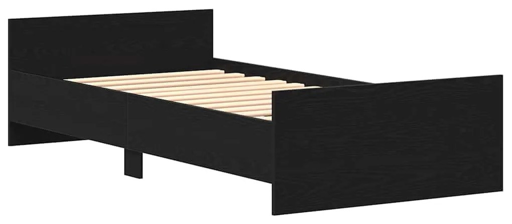 fekete tölgy színű szerelt fa ágykeret matrac nélkül 100x200 cm