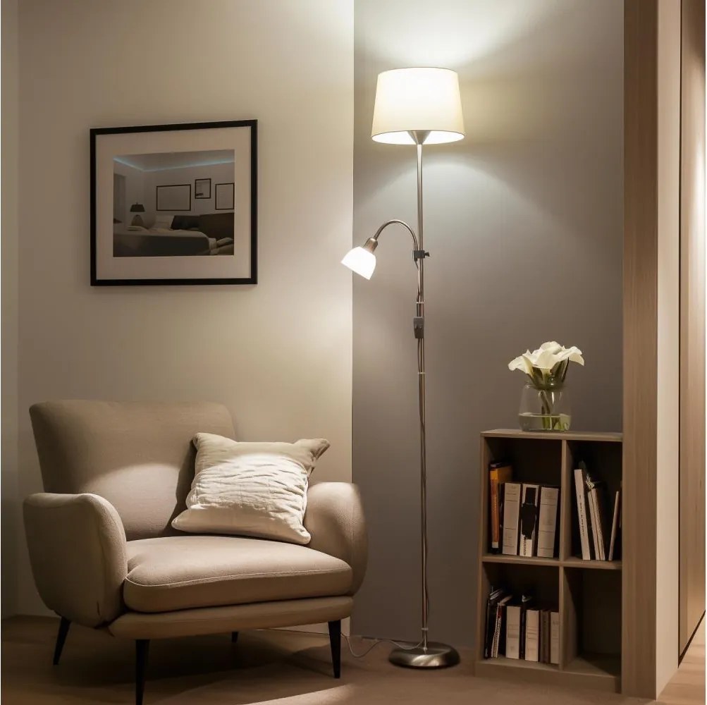 Brilagi - Állólámpa CERIA 1xE27/100W/230V + 1xE14/25W matt króm/bézs