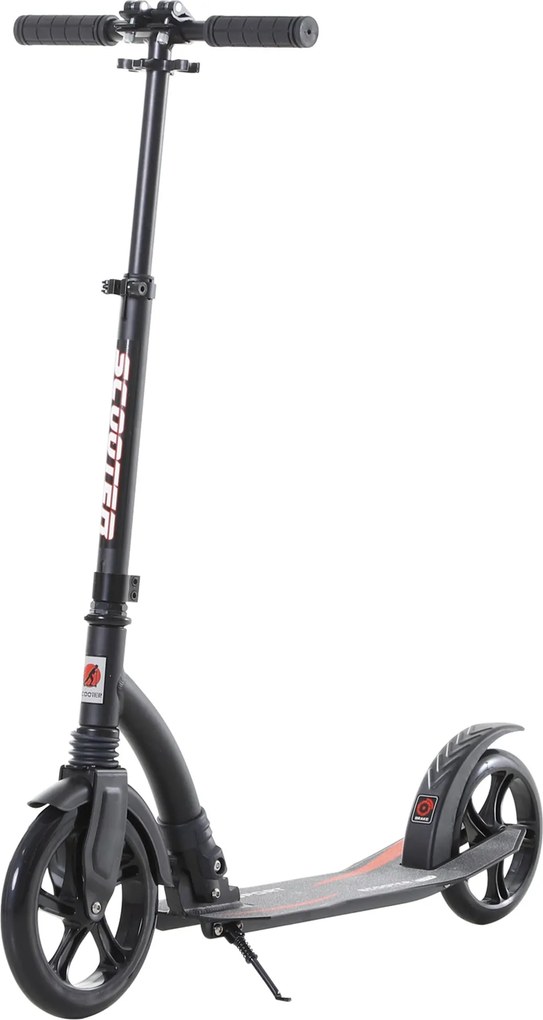 HOMCOM Gyerek Roller, Rúgós Roller Ütéselnyelővel, Összecsukható és Magasságban Állítható 14 Évtől, Alumínium, Fekete, 92.5 x 37.5 x 82-97 cm | Aosom