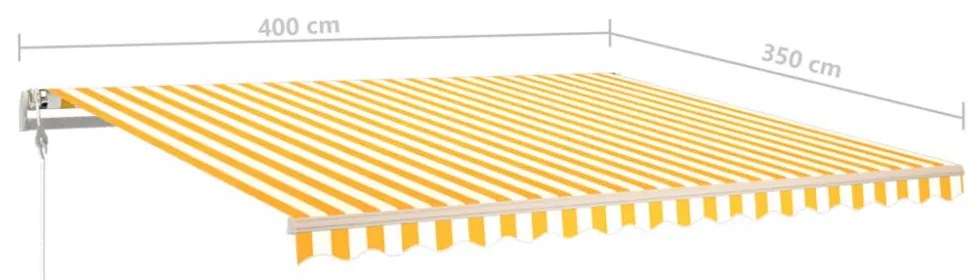 sárga-fehér szélérzékelős és LED-es napellenző 400x350 cm