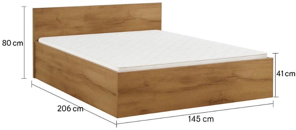 SOFIA ágy 140 x 200 cm, artisan tölgy Ágyrács: Lamellás ágyrács, Matrac: Matrac nélkül