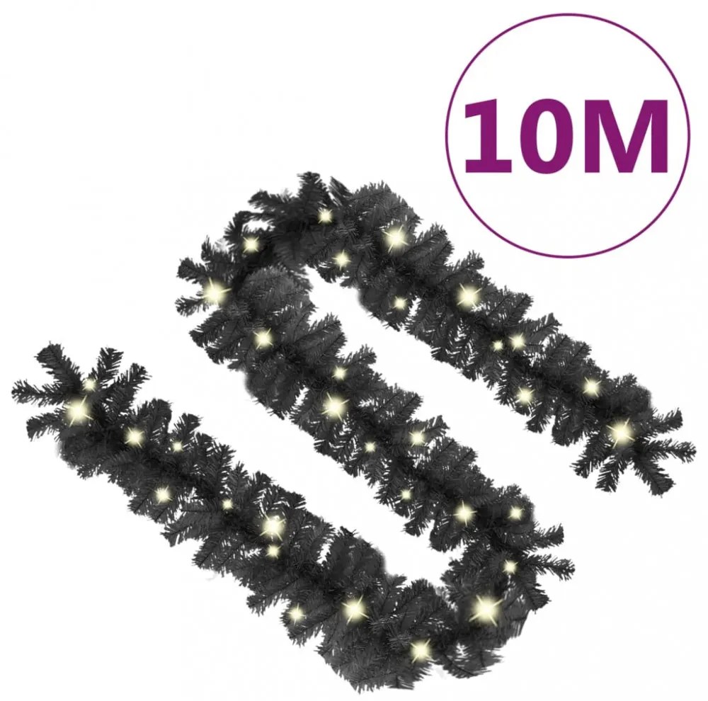 fekete karácsonyi füzér LED-es izzókkal 10 m