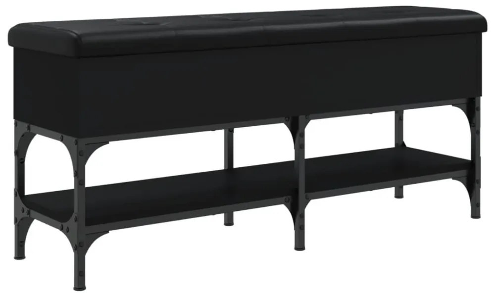 fekete szerelt fa cipőtároló pad 102 x 32 x 45 cm