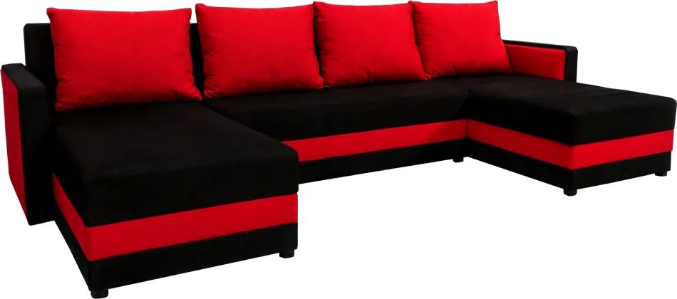 Univerzális ülőgarnitúra, fekete/piros, PAULITA U
