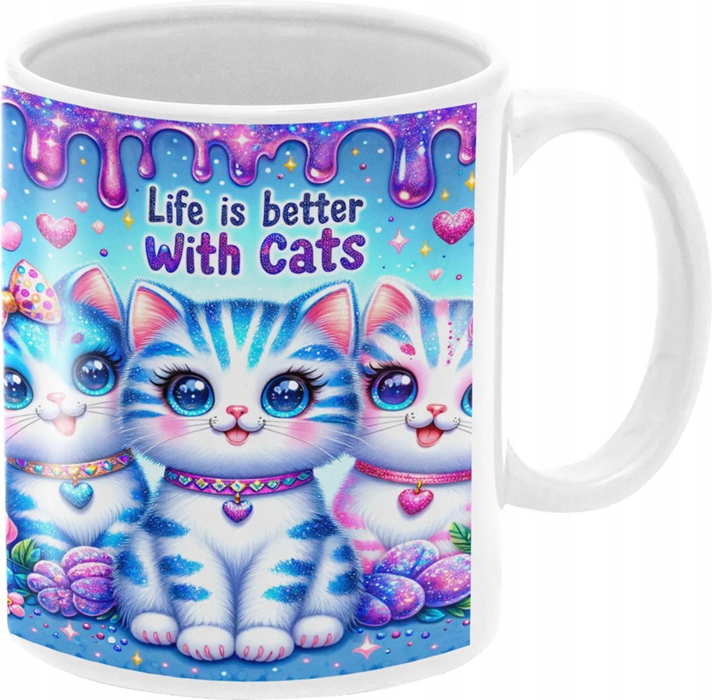 Macska Bögre Macskákkal Vicces Születésnapi Ajándék 330ml Csomagolás