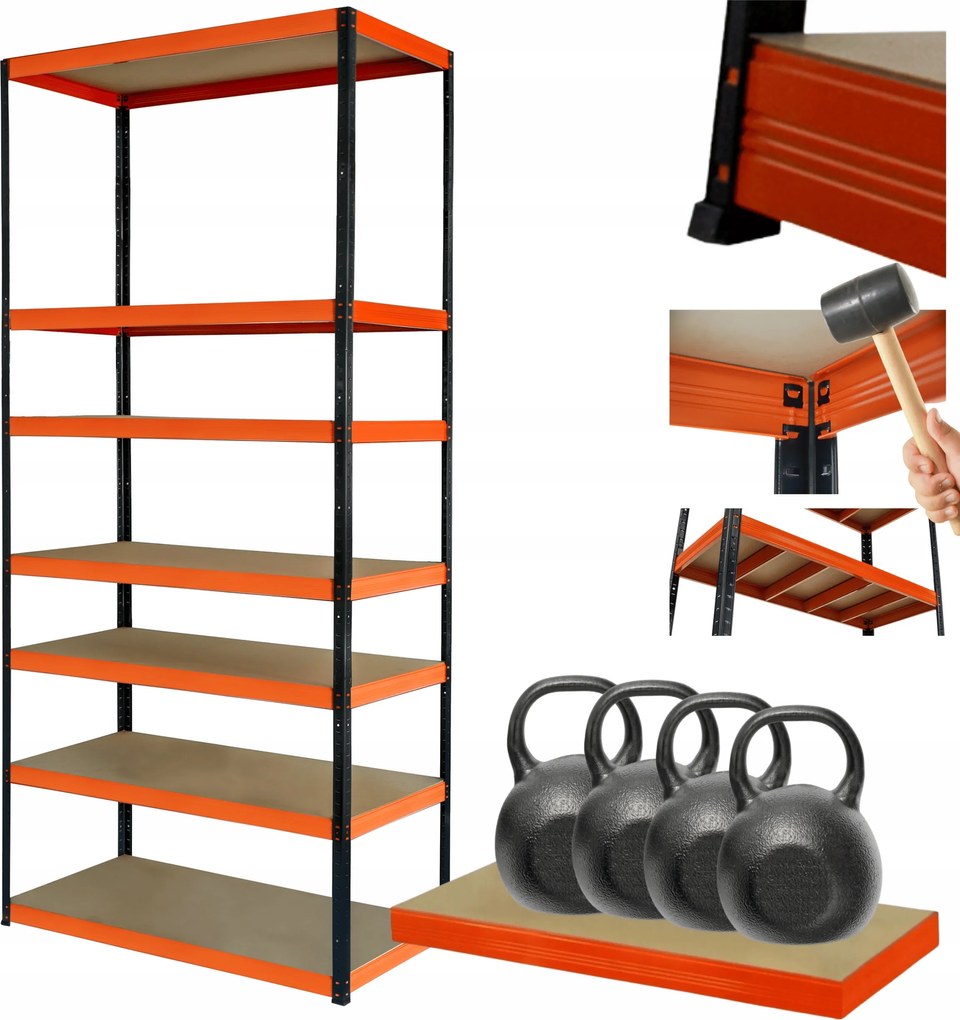 Tárolószekrény fém állvány Helios 270x75x45cm 7Px400kg Magas