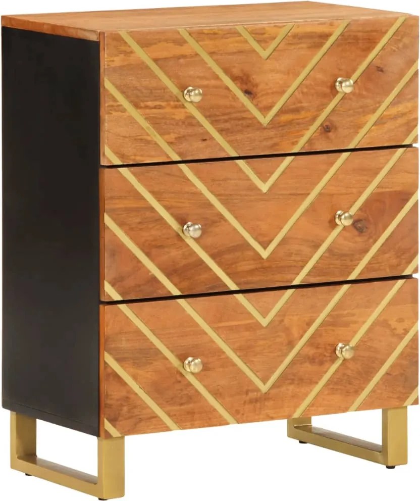 vidaXL barna és fekete tömör mangófa kisszekrény 60x33,5x75 cm